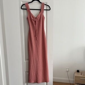 Jessica Simpson Rose Pink Textured Tie-Front Maxi Dress